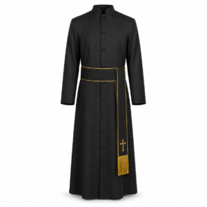 Gracefield Men’s Clergy Cassock black with gold sash