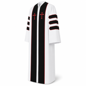 Heritage Men's Clergy Robe white with black and red trim