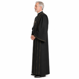 Aurelius Men's Clergy Robe black with gold trim for pastors