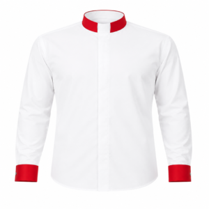 The Majestic Men’s Clergy Shirt Tab Collar Black Clergy Shirts with Red Cuff